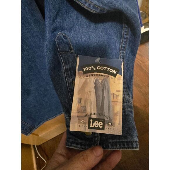 Lee Denim Collection 100% Cotton Blue Button-Up Shirt XL With 4-Shift Team Logo - Picture 3 of 6